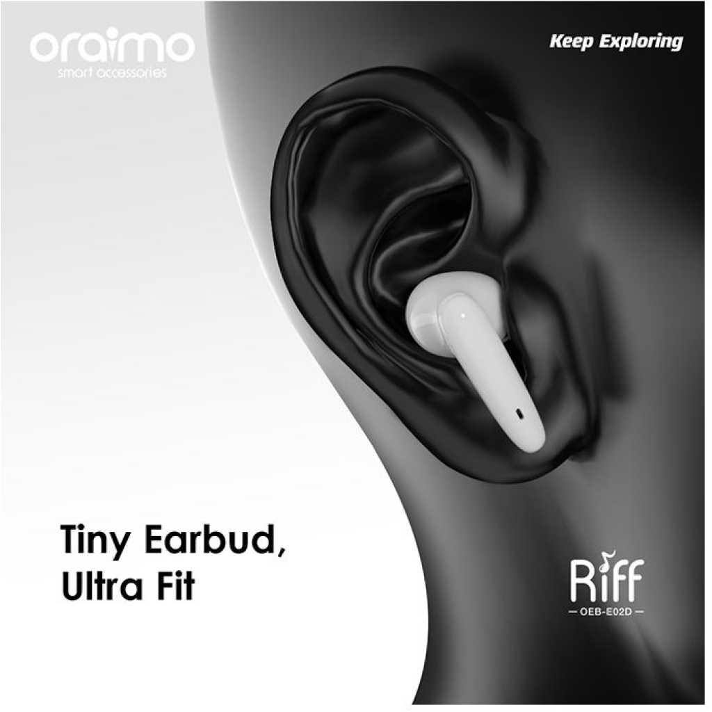 Oraimo Riff Smaller For Comfort TWS True Wireless Earbuds OEB-E02D - White