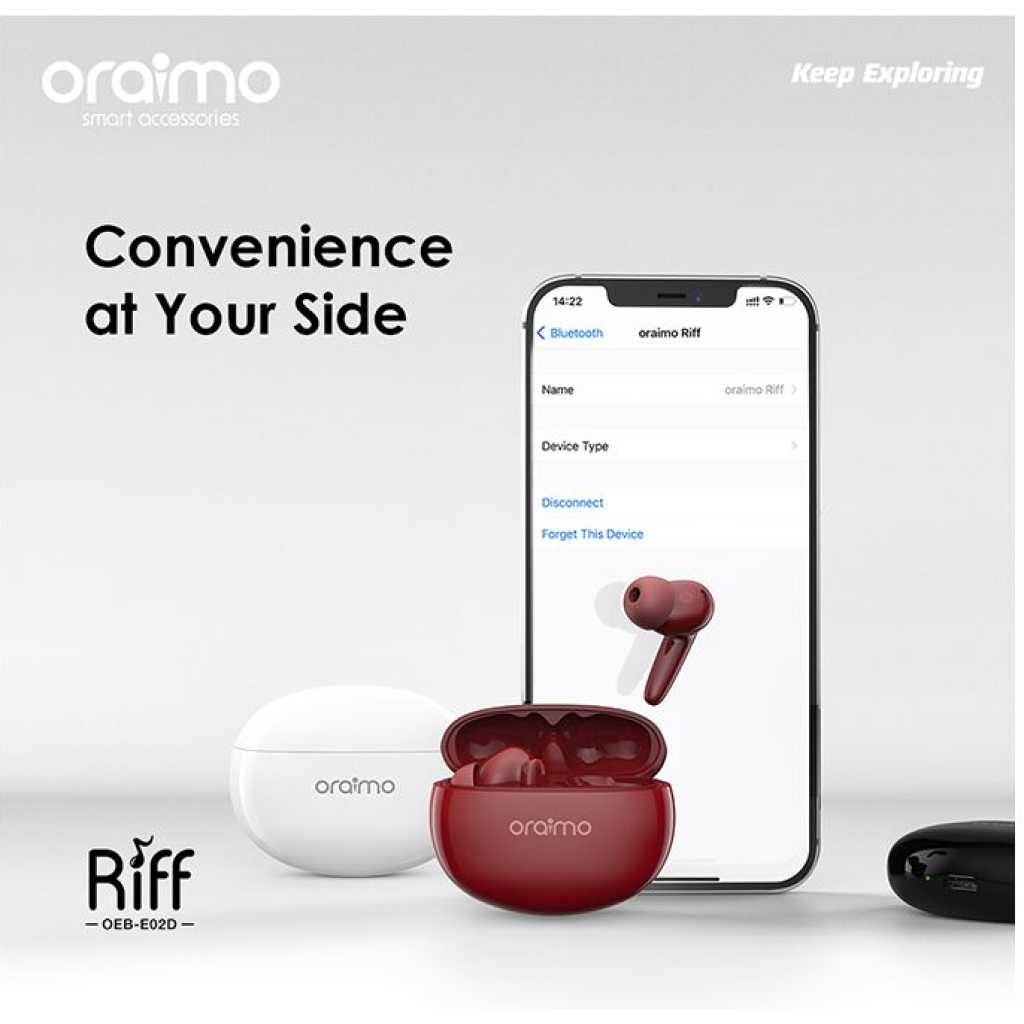 Oraimo Riff Smaller For Comfort TWS True Wireless Earbuds OEB-E02D - Red