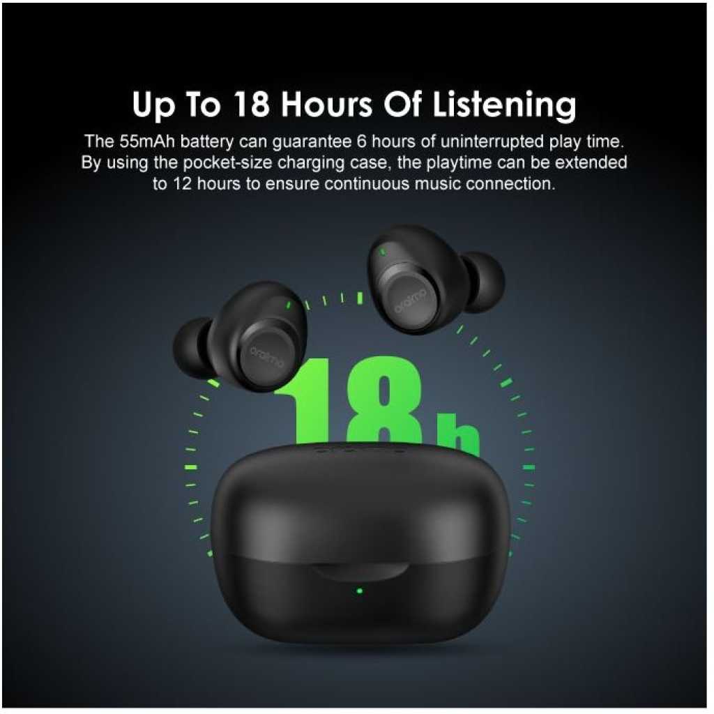 Oraimo AirBuds 2 Stereo Bass True Wireless In-Ear Earbuds - Black