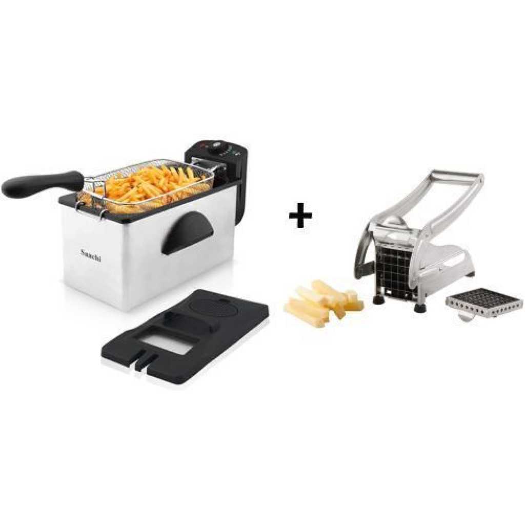 Saachi Bundle of Saachi 3L Deep Fryer And Potato Chipper - Silver