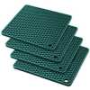 4 PC Square Silicone Trivet Pot Holders Drying Heat Resistant Non-Slip Mats Cup Coasters- Green.