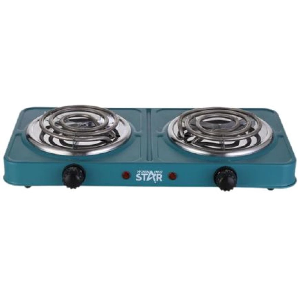 Winningstar 1000W+1000W Double Burner Heater Hot Coil With 3*0.75*80cm Charging Cable VDE Plug- Green.