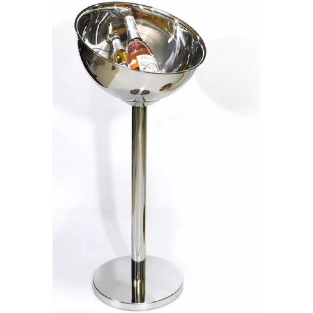 Outdoor Floor 12L Beer Champagne Wine Ice Bucket With Holder For Party- Silver.
