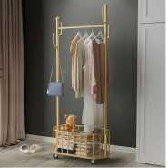 Clothing Bag, Hat, Scarf, Coat Hanger Rack Storage Organizer Stand For Office & Bedroom -Gold