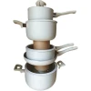 9 Piece Non-Stick Serving Dishes Saucepans Cookware - Cream