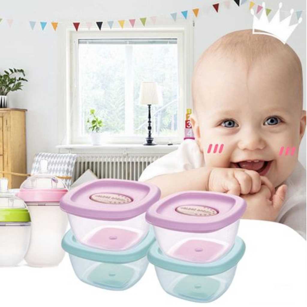4Pc Baby Food Storage Container Boxes - Multi-colour. - TilyExpress Uganda
