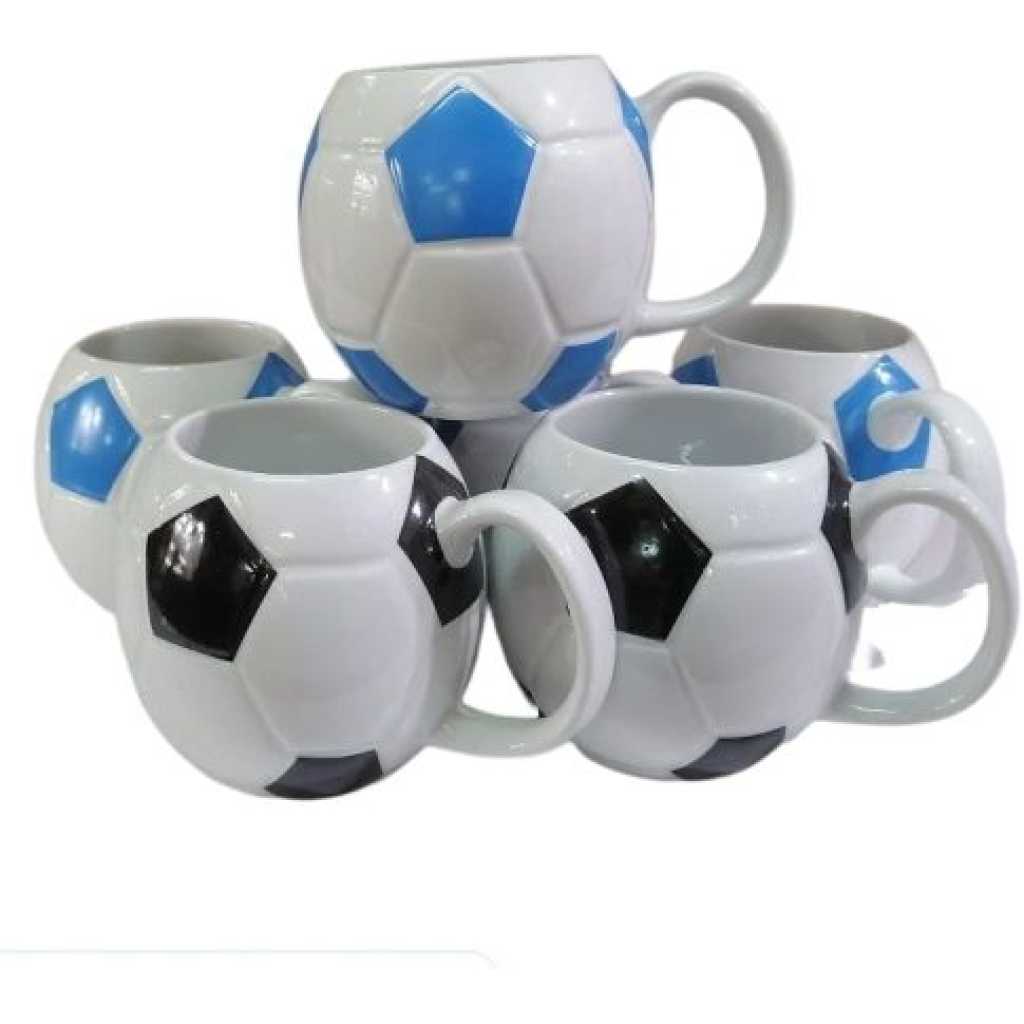 6 Pieces Of Round Football Pot Coffee Tea Cups Mugs- White