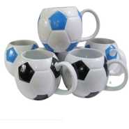 6 Pieces Of Round Football Pot Coffee Tea Cups Mugs- White