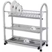 3 Tier Dish Drying Rack Dish Drainer Kitchen Stainless Steel Storage Stand- Silver.