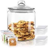 6L Airtight Glass Sweet Cookie Candy Jar Cereal Food Storage Container- Clear.