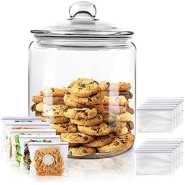 10L Airtight Glass Sweet Cookie Candy Jar Cereal Food Storage Container- Clear.
