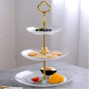 3 Tier Glass Cake Stand Serving Tray Tower Dessert Holder Pastry Serving Platter Display Decoration- Clear.