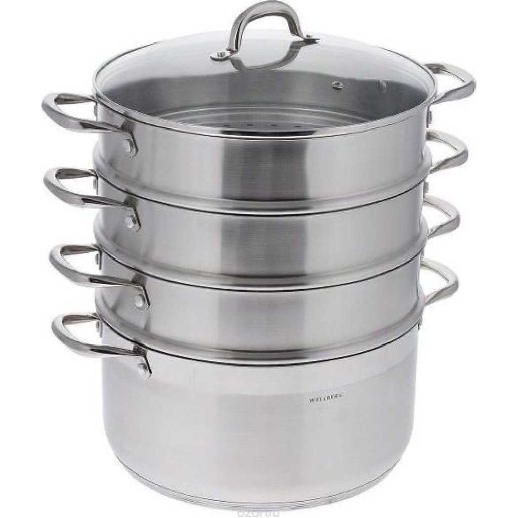 32Cm - 4 Layer Stainless Steel Food Saucepan And Steamer Soup Pot -Silver.