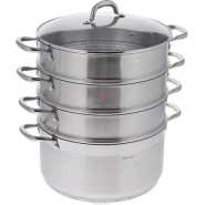 28Cm - 4 Layer Stainless Steel Food Saucepan And Steamer Soup Pot -Silver.