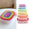 7 Piece Rainbow Plastic Fridge Storage Food Containers With Leakproof Lids- Multi-colour.