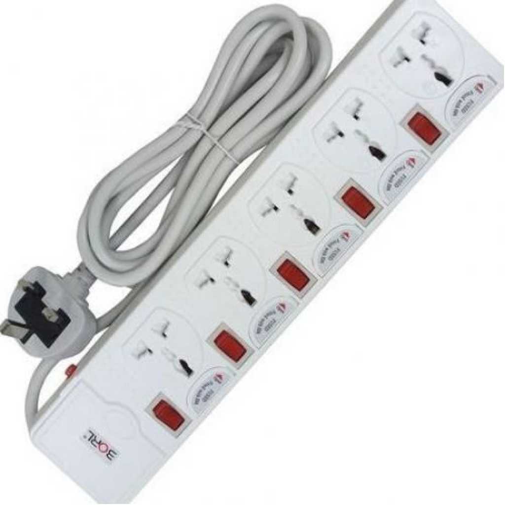 Borl 5 Way Borl Heavy Duty Premium Extension Socket - White