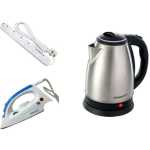 Scarlett Flat Iron, 2L Electric Kettle & Power King 6 Way - Silver