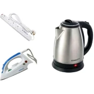 Scarlett Flat Iron, 2L Electric Kettle & Power King 6 Way - Silver