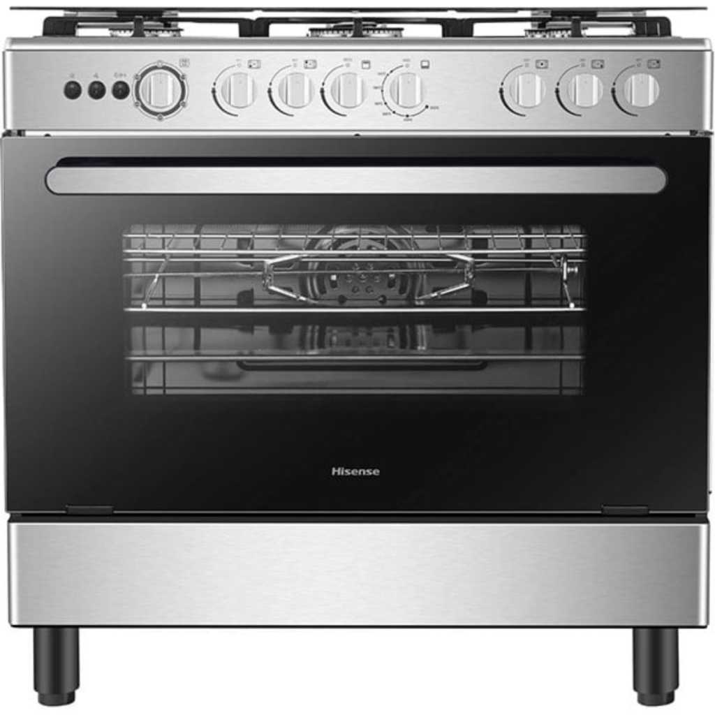 Hisense Cooker 90x60cm 4-Gas Burners And 2-Electric Plate HF942GEES, Auto Ignition, Flame Failure Protection, Grill, Rotisserie - Inox