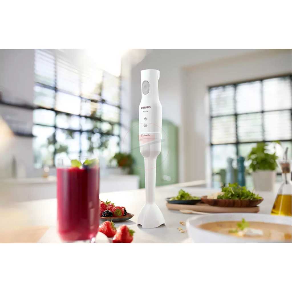 Philips ProMix Hand Blender 3000 Series, 400W Motor, Beaker Included, Compact, White, Plastic, (HR2520/01)