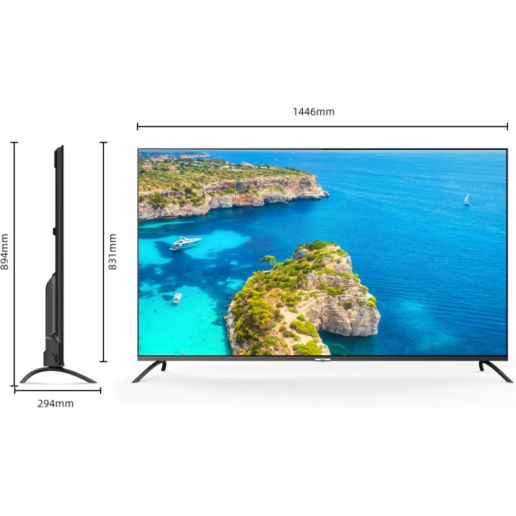 CHiQ 65 - Inch UHD 4K Smart TV U65QM8VGT; Google TV, Android 11, Bluetooth, USB, HDR10, HLG, Youtube, Netflix, With Inbuilt Free To Air Decoder - Black
