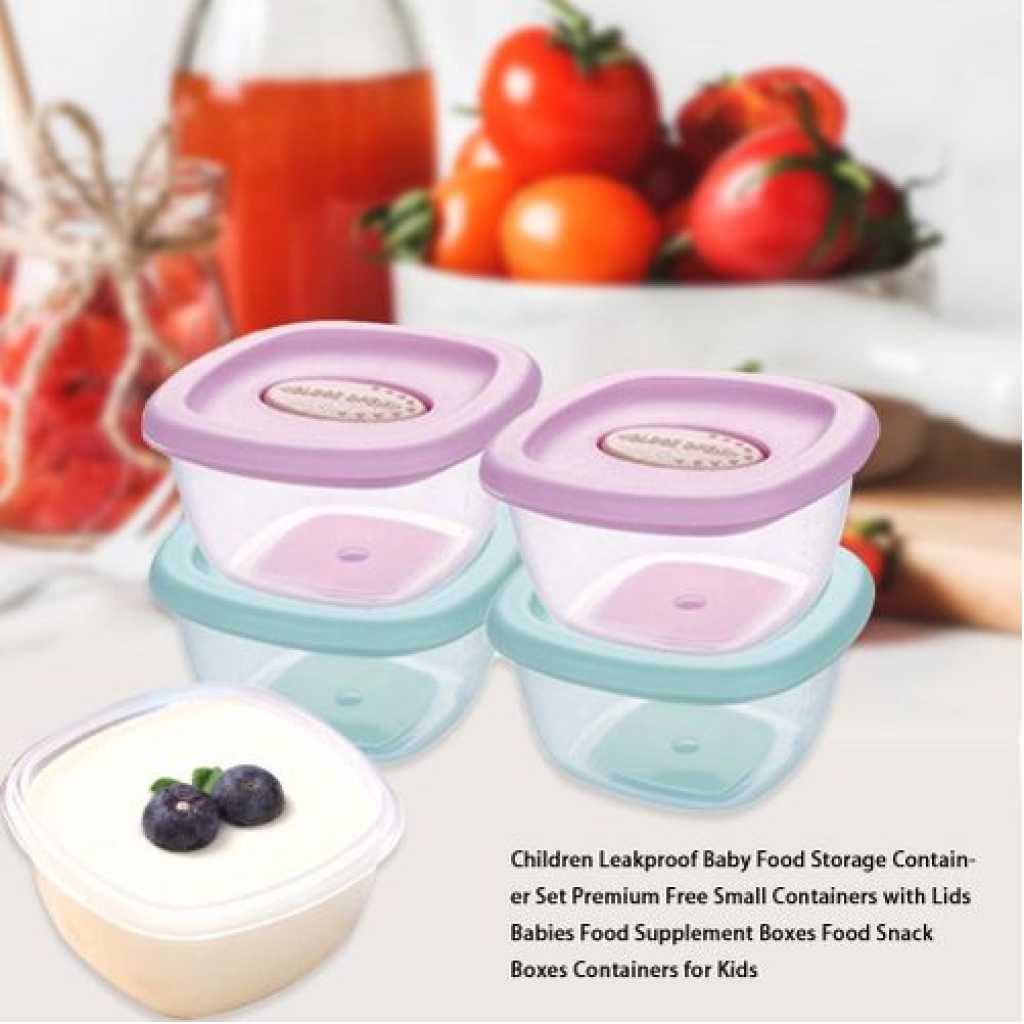 4Pc Baby Food Storage Container Boxes - Multi-colour.