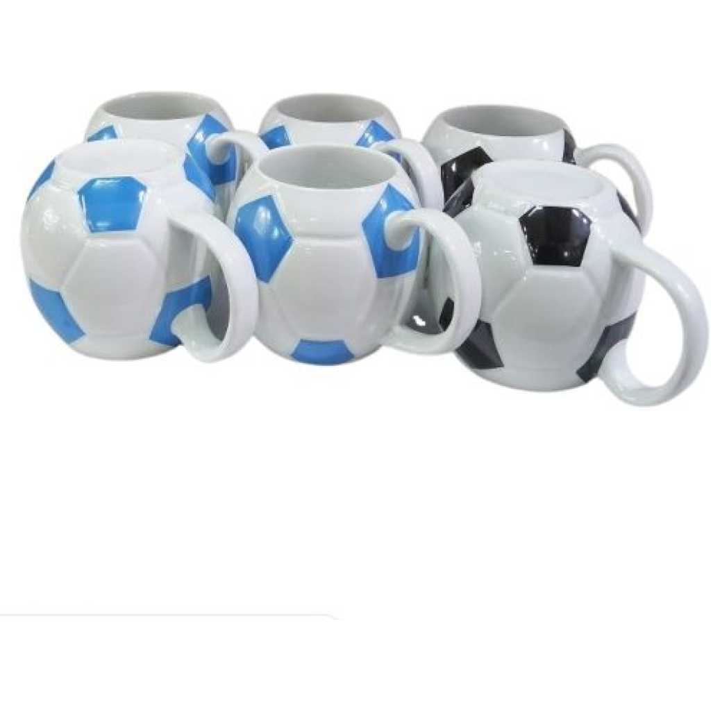 6 Pieces Of Round Football Pot Coffee Tea Cups Mugs- White