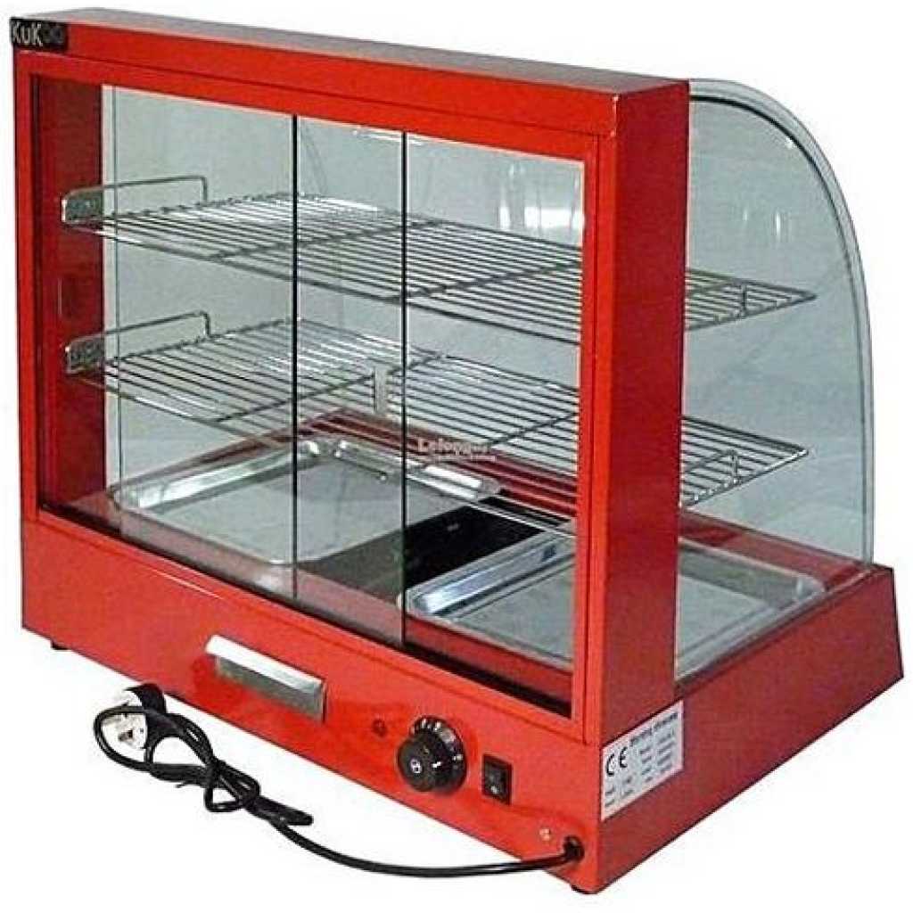 Commercial Electric Curved Glass Hot Snacks Food Warmer Display Showcase- Clear.