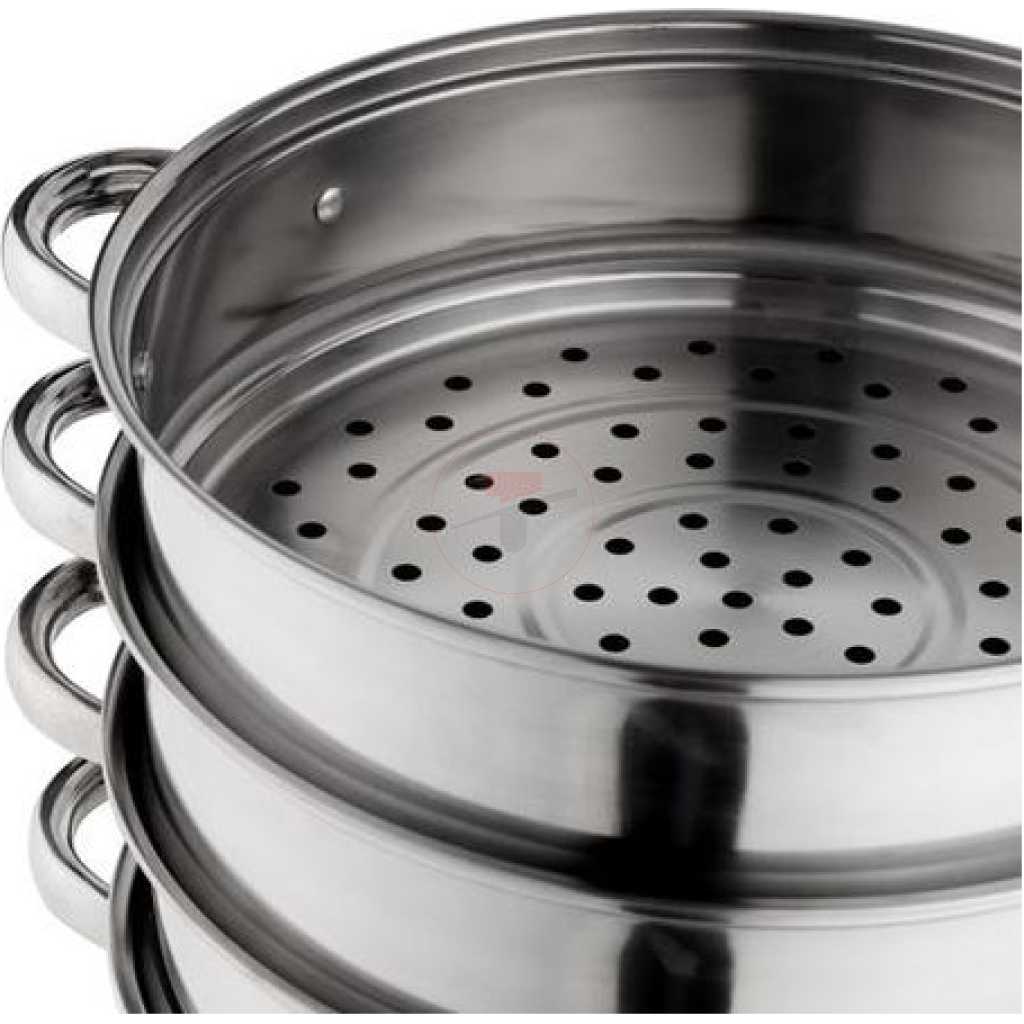32Cm - 4 Layer Stainless Steel Food Saucepan And Steamer Soup Pot -Silver.