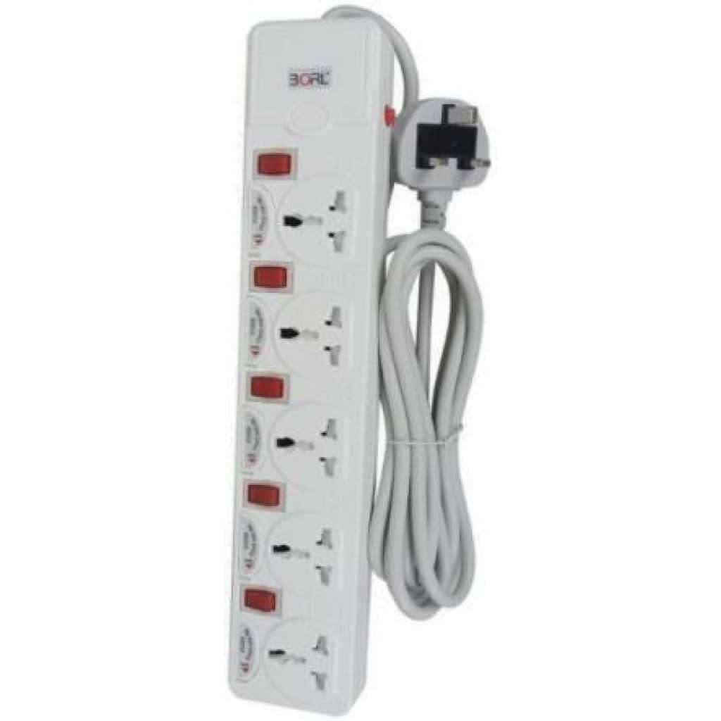 Borl 5 Way Borl Heavy Duty Premium Extension Socket - White