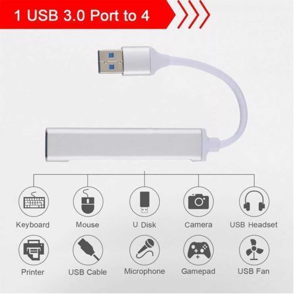 Hub USB HUB 3 0 Adapter 4 Port USB 3.0 High Speed - Gray