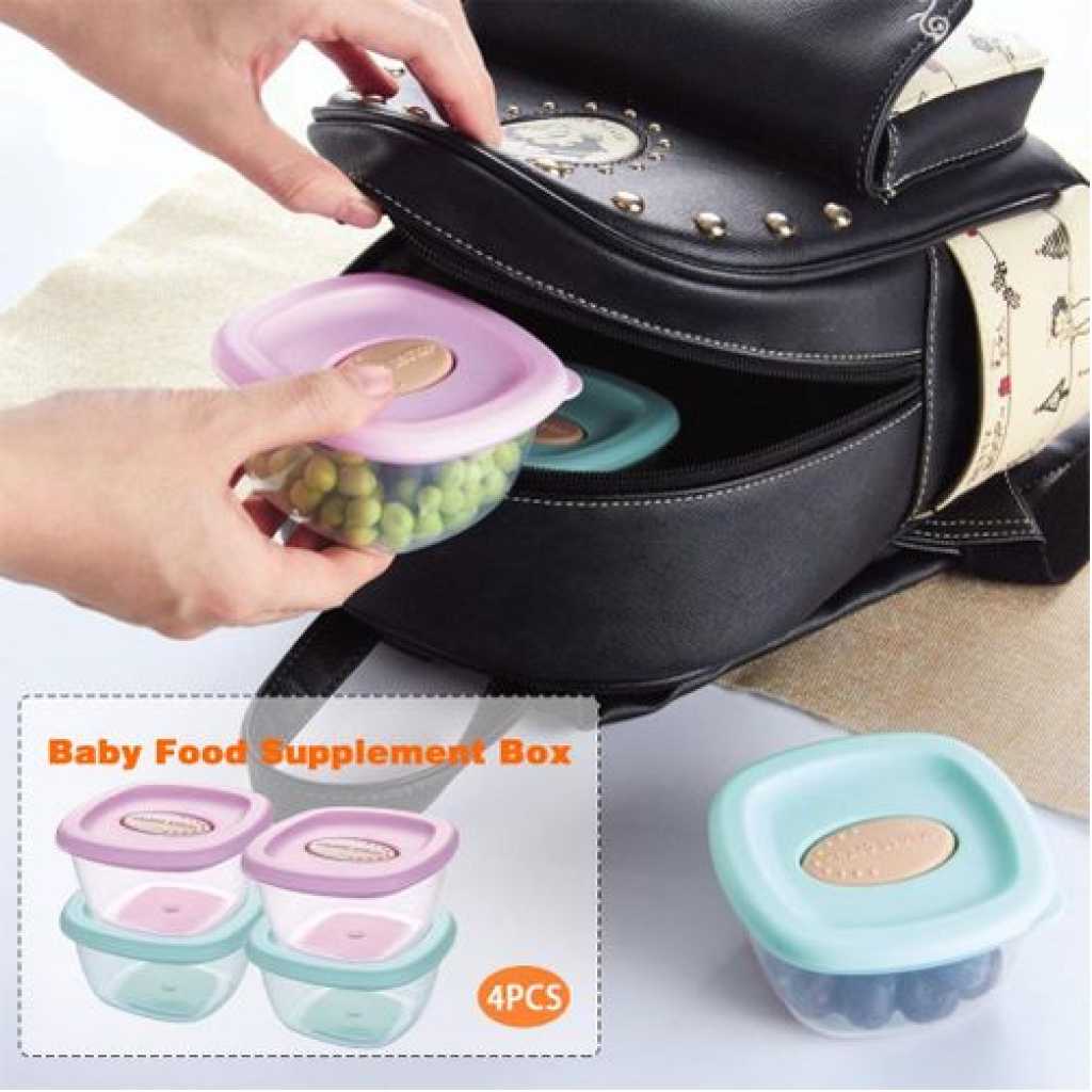 4Pc Baby Food Storage Container Boxes - Multi-colour.