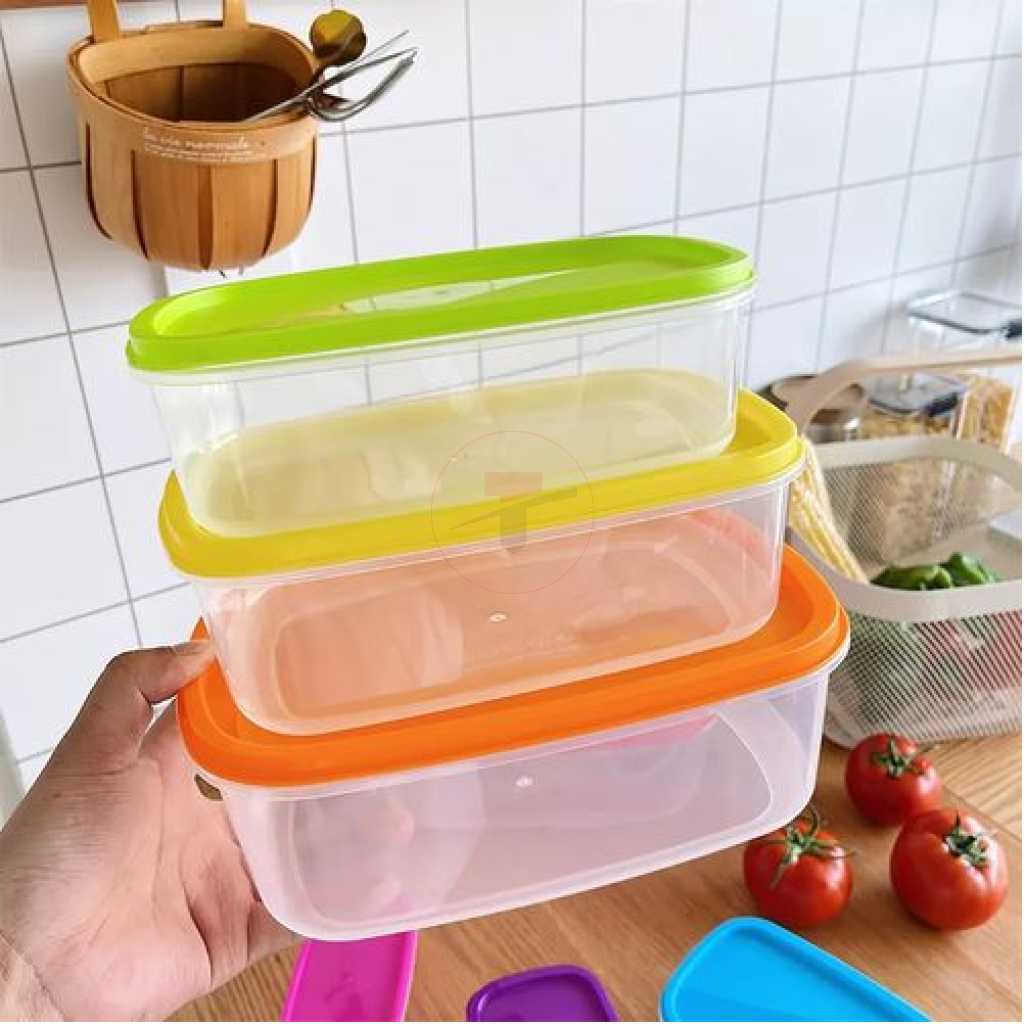 7 Piece Rainbow Plastic Fridge Storage Food Containers With Leakproof Lids- Multi-colour.