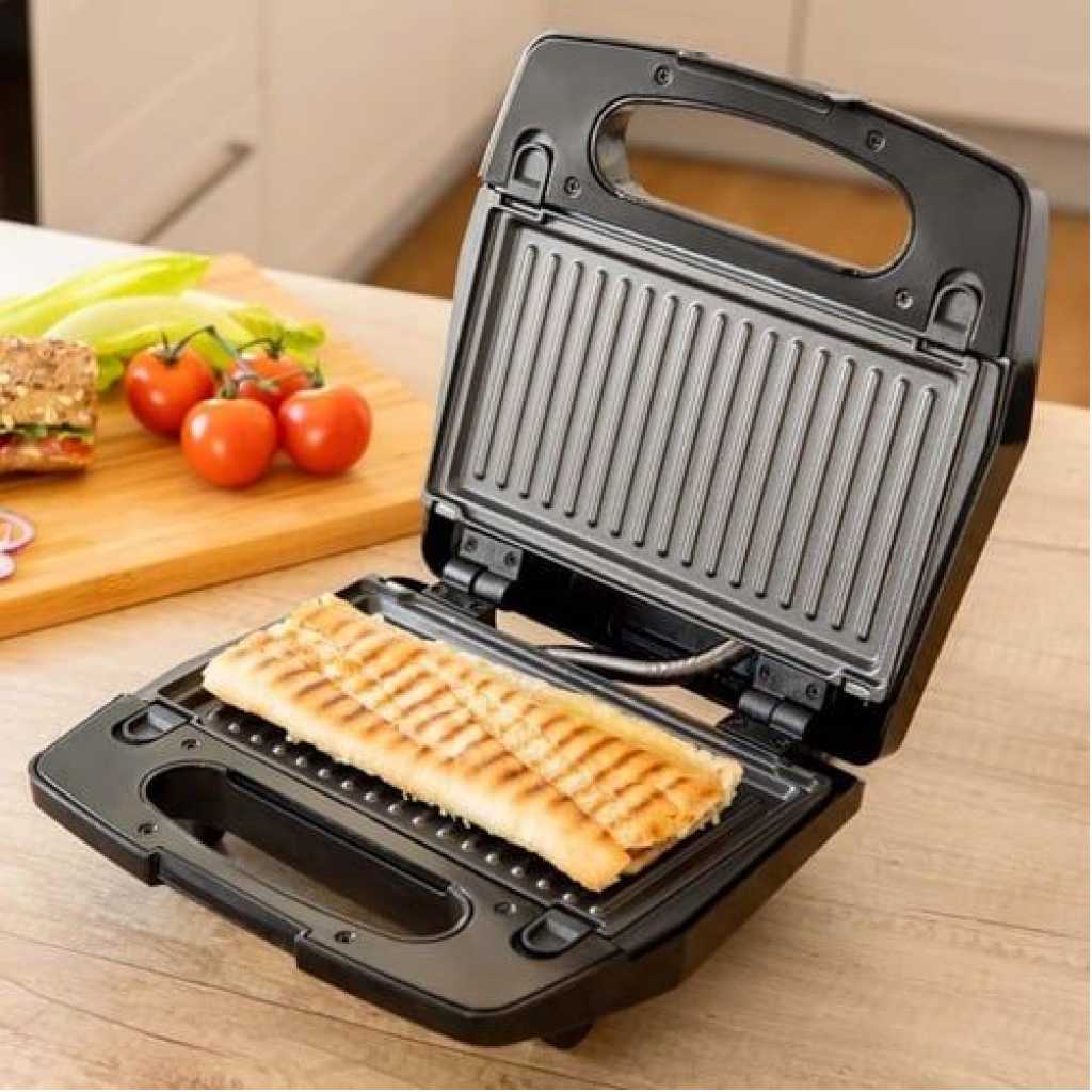 Hoffmans 3 in 1 Waffle Maker Sandwich Machine Barbecue Electric Baking Pan- Black.