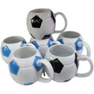 6 Pieces Of Round Football Pot Coffee Tea Cups Mugs- White