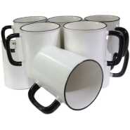 6 Pieces Of Black Handle Coffee Tea Cups Mugs- White Coffee Cups & Mugs TilyExpress