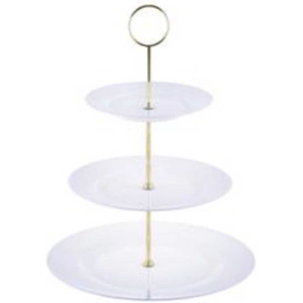 3 Tier Glass Cake Stand Serving Tray Tower Dessert Holder Pastry Serving Platter Display Decoration- Clear.