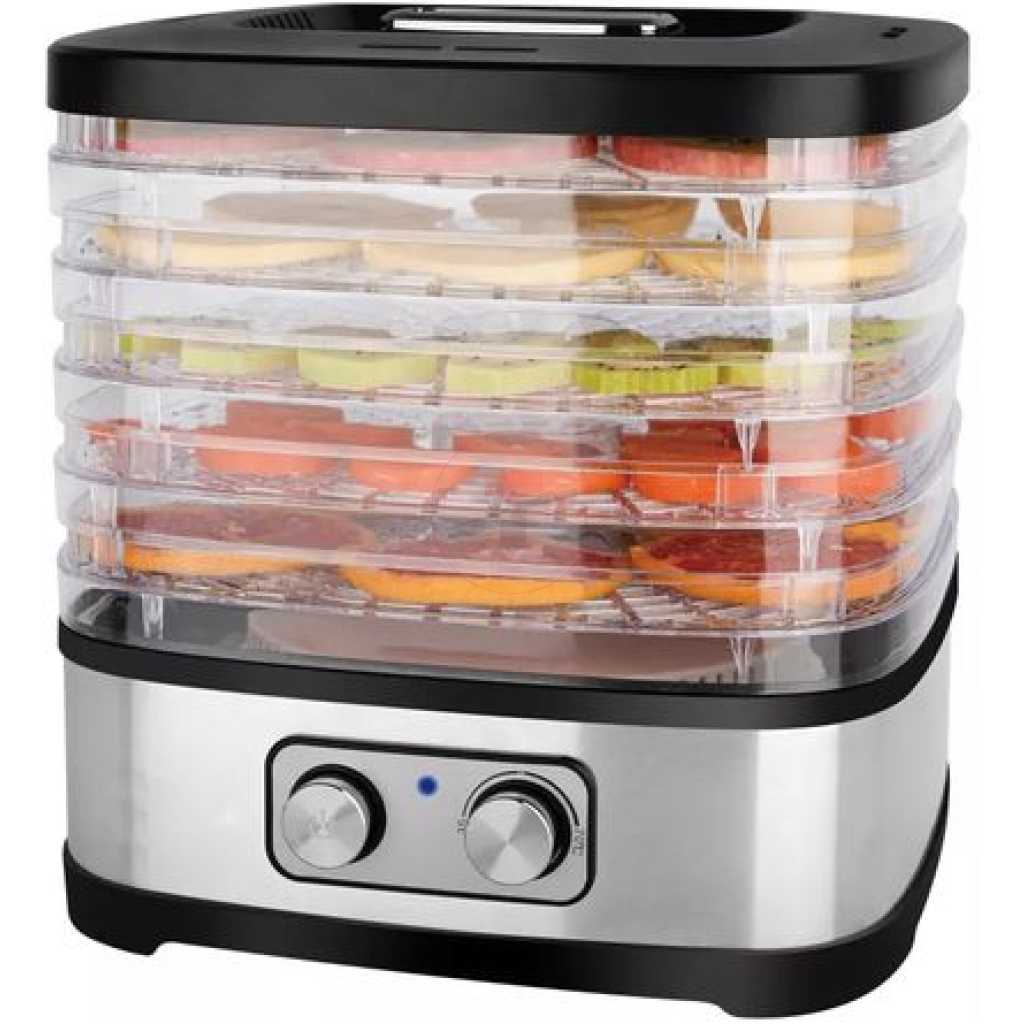 5 Tray Dry Fruit, Mini Vegetable Meat Food Dehydrator - Clear .