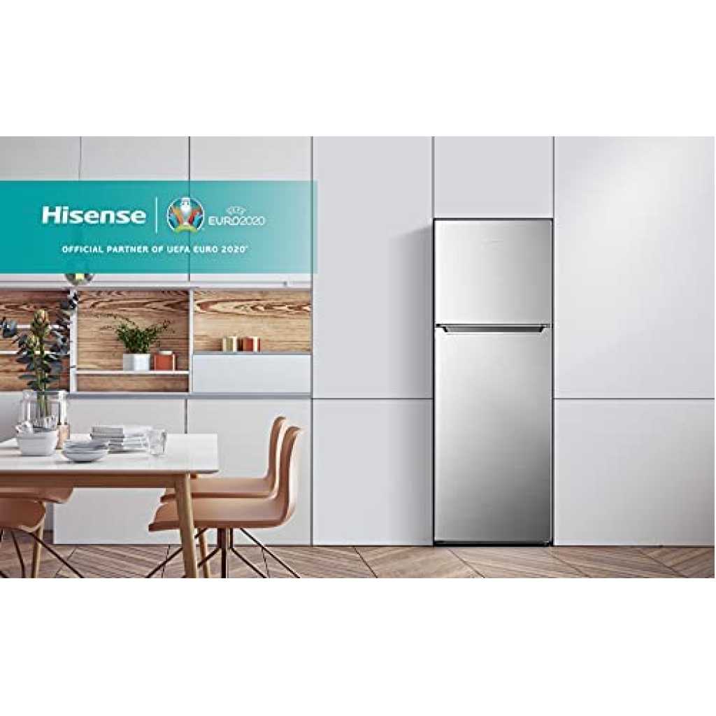 Hisense 419L Double Door Fridge RT419N4DGN; Top Mount Freezer Frost Free Refrigerator With Water Dispenser - Silver