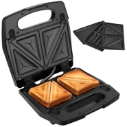 Hoffmans 3 in 1 Waffle Maker Sandwich Machine Barbecue Electric Baking Pan- Black.