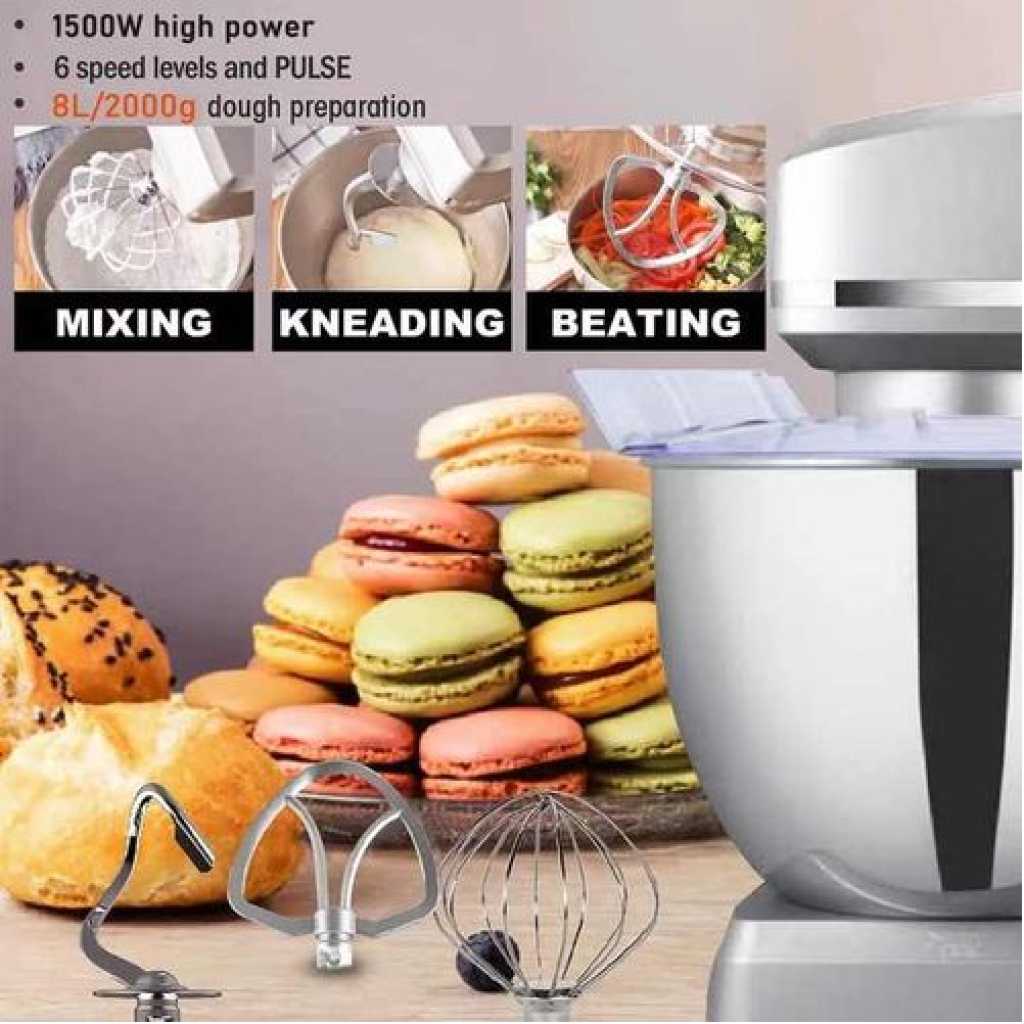 Sonifer 8L Electric Food Beater Egg Whisk Dough Hook Stand MIXER- Multi-colour.
