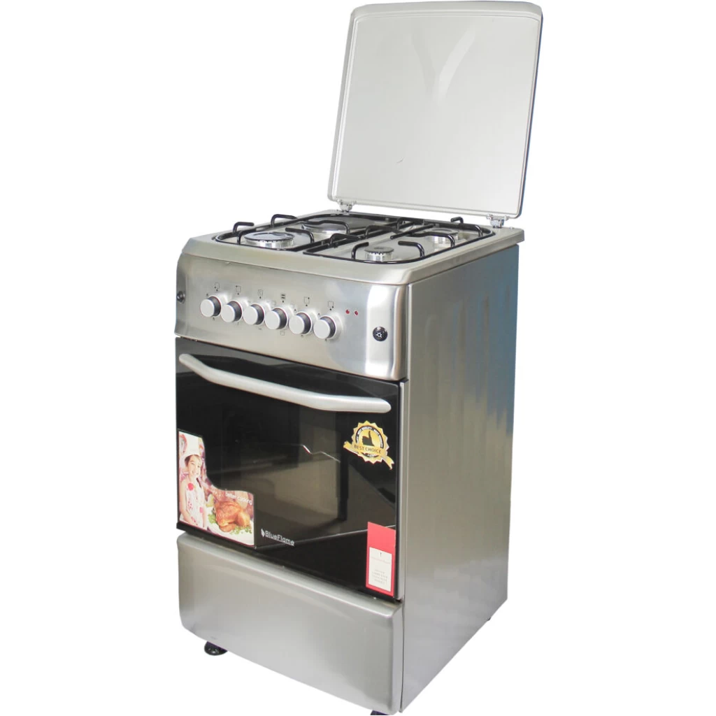 BlueFlame Cooker S5031ER-I 50x55cm 3 Gas Burners And 1 Electric Plate With Electric oven, Rotisserie, Oven Lamp, Auto Ignition, Thermostat - Inox