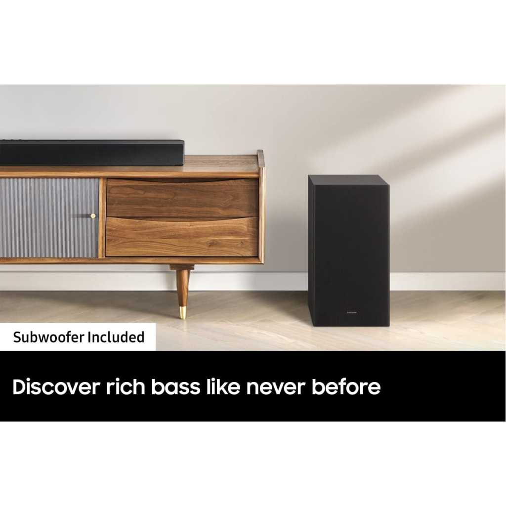 Samsung Sound Bar HW-B450; 2.1ch Soundbar w/Dolby Audio, Subwoofer Included, Bass Boosted, Wireless Bluetooth TV Connection, Adaptive Sound Lite, Game Mode