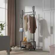 Clothing Bag, Hat, Scarf, Coat Hanger Rack Storage Organizer Stand For Office & Bedroom -Gold