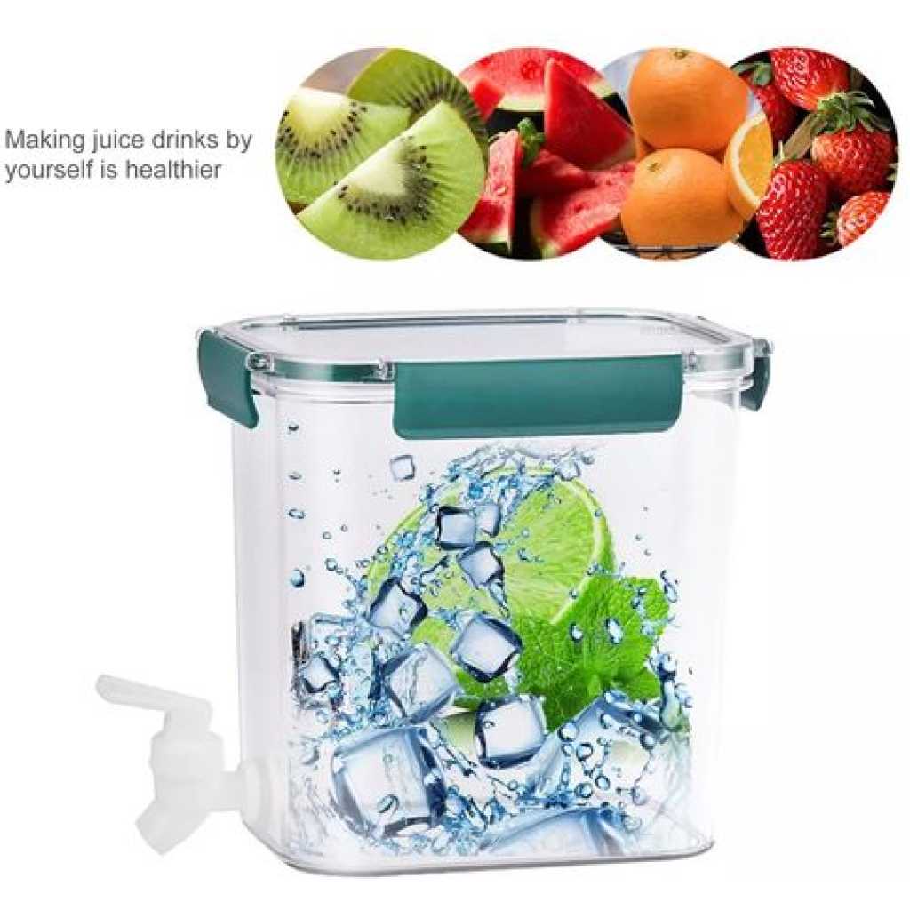 4.5L Beverage Drink Dispenser For Fridge With Spigot Bottle- Clear.