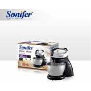 Sonifer 4L Electric Dough Hand Stand Mixer Food Processor With Bowl- Silver .