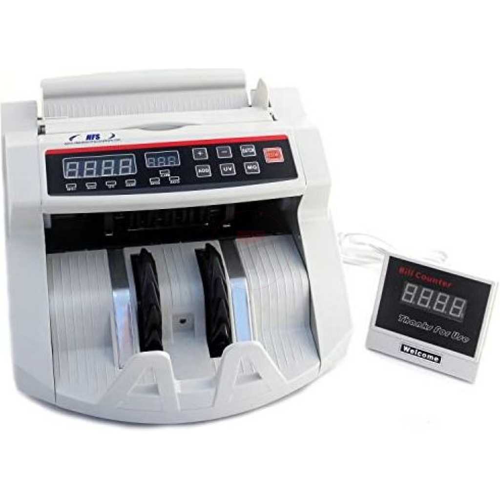 Bill Money Counter Worldwide Currency Cash Counting Machine UV & MG Counterfeit- White.