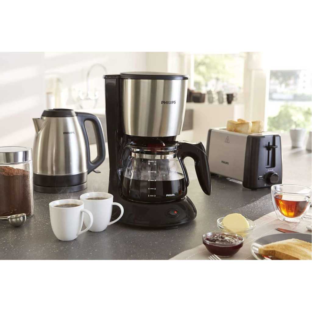 Philips Daily Collection Coffee Maker HD7462/20, 1.2L Glass Jug, Aroma Twister, Drip Stop, 1000W - Black