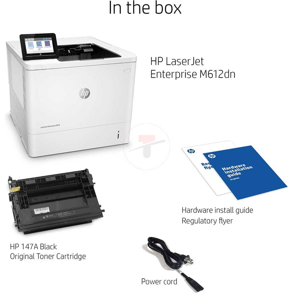 HP LaserJet Enterprise M612dn Monochrome Printer with built-in Ethernet & 2-sided printing