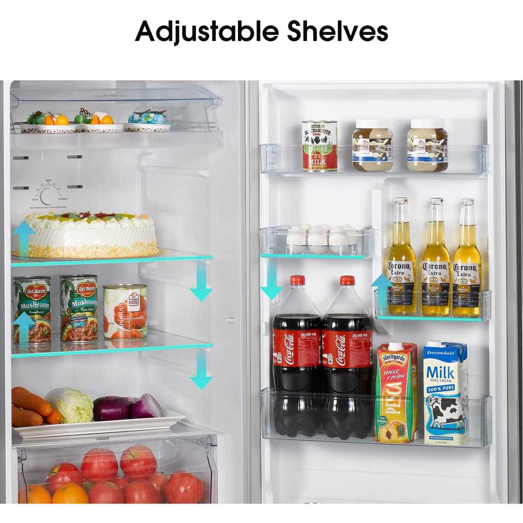 Hisense 419L Double Door Fridge RT419N4DGN; Top Mount Freezer Frost Free Refrigerator With Water Dispenser - Silver